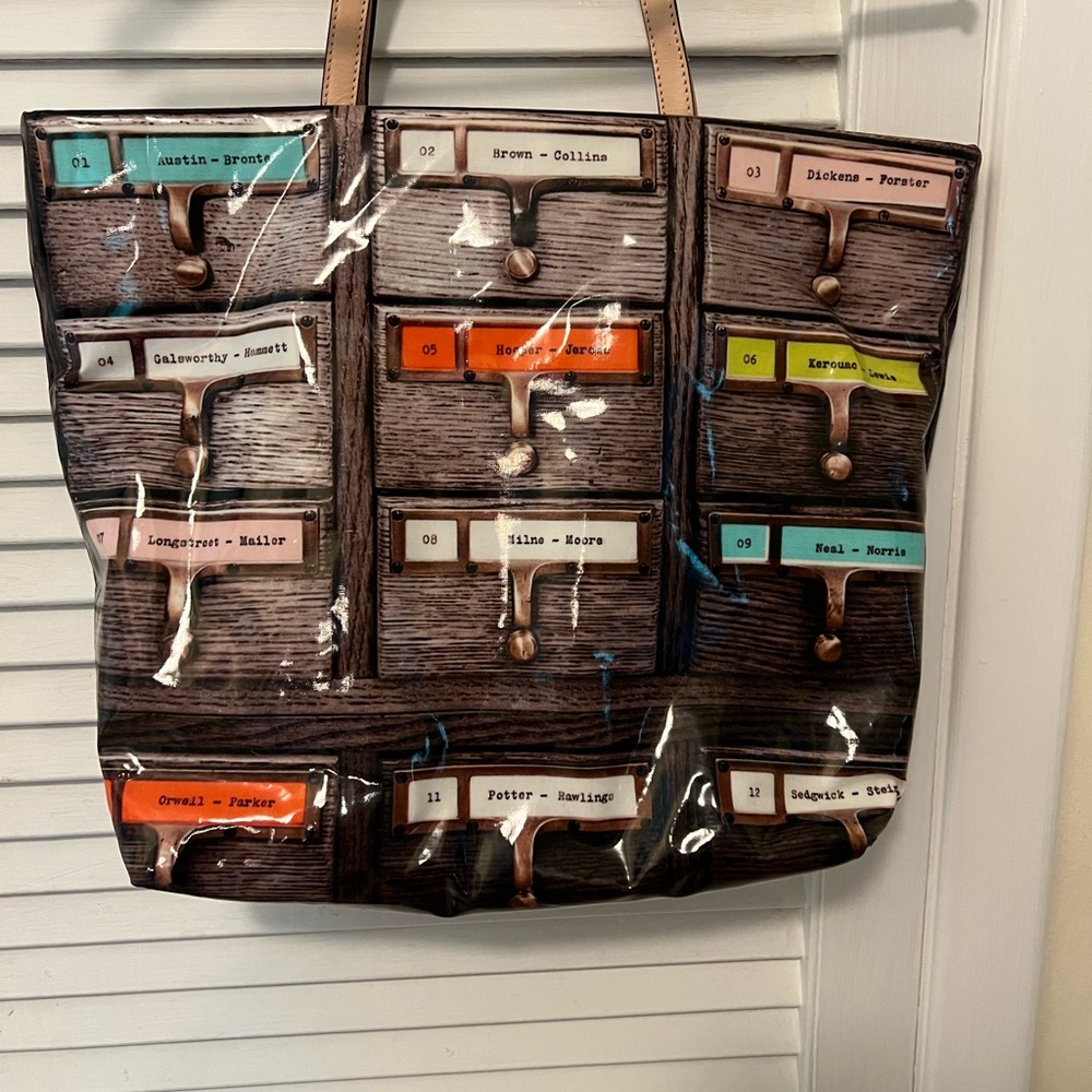 Kate Spade Library Card Catalog Bon Shopper tote bag